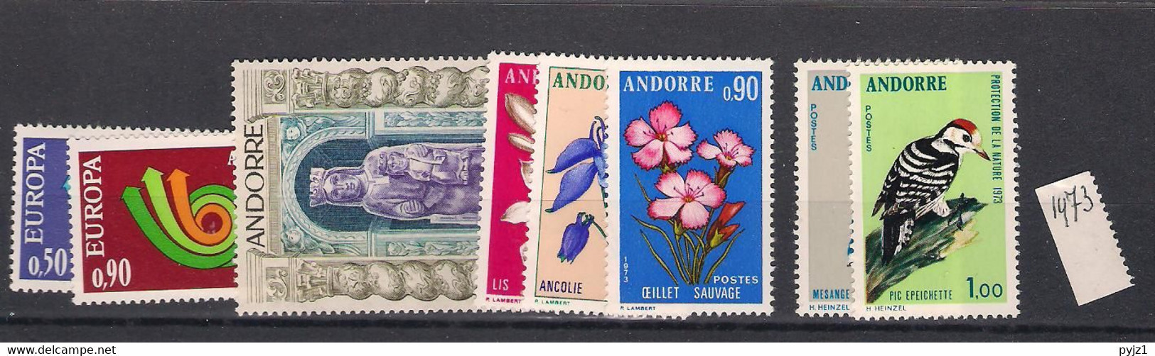 1973 MNH Andorra Fr,  Year Complete, Postfris - Années Complètes