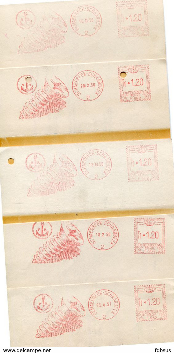 1956/58 5 Kaarten LA VISSERIE BELGE S.A. Bruxelles 2  - Ref 119 - 1960-79