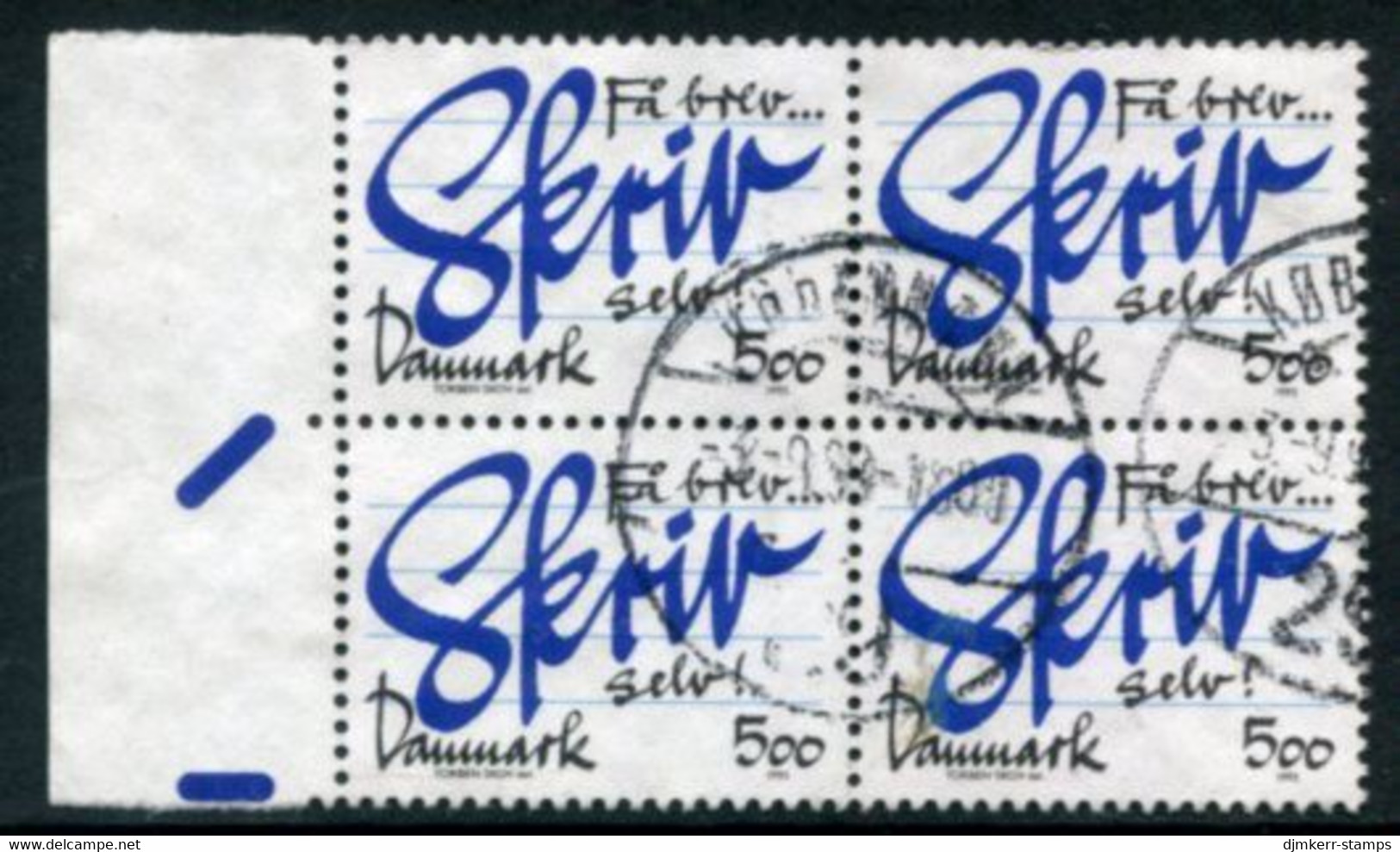 DENMARK 1993 Letter-writing Campaign Block Of 4 Used. Michel 1062 - Gebraucht