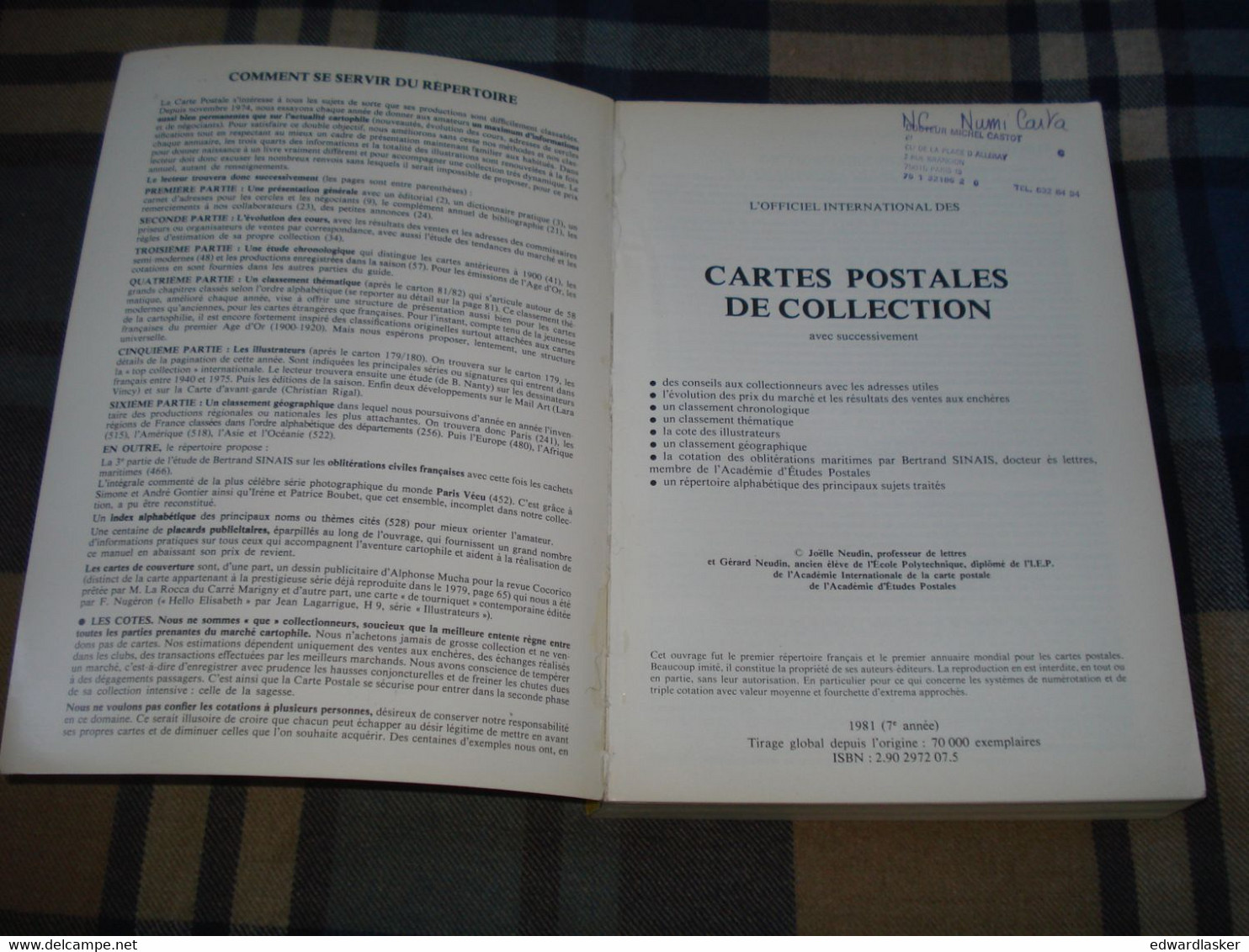 Catalogue NEUDIN 1981 (Cartes Postales) - Books & Catalogues