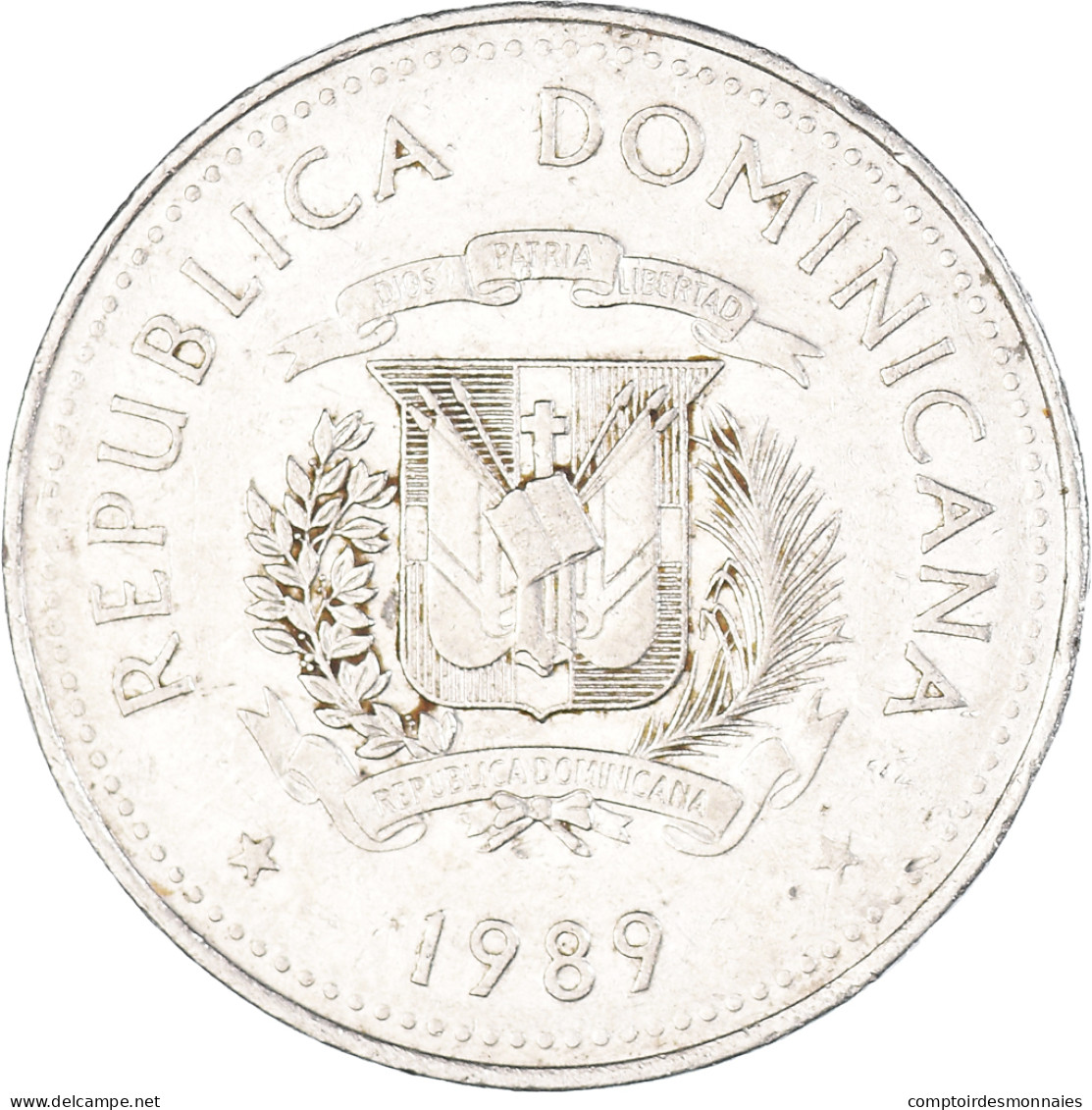 Monnaie, République Dominicaine, 1/2 Peso, 1989 - Dominicana