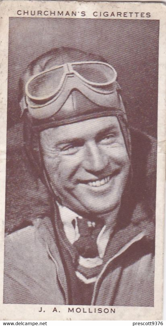 Kings Of Speed 1939 - No8 James Mollison, UK, Aviator - Churchman Cigarette Card - Original - Churchman