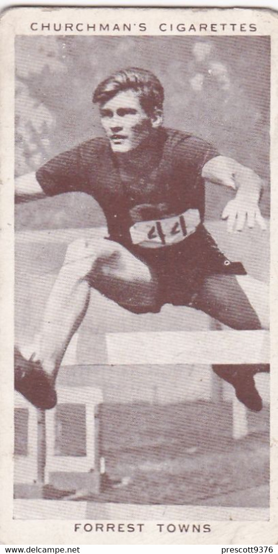 Kings Of Speed 1939 - No50 Forrest Towns, US Gold Medalist 1936 Olympics - Churchman Cigarette Card - Original - Churchman