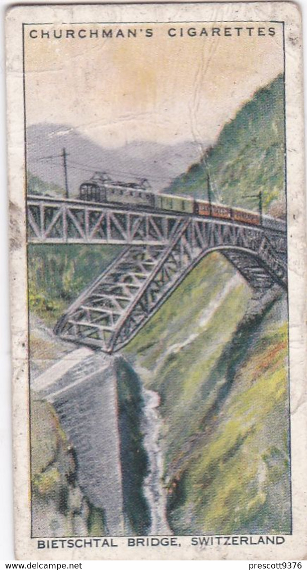 Wonderful Railway Travel 1937 - 32 Bietschtal Bridge Switzerland - Churchman Cigarette Card - Original - Churchman