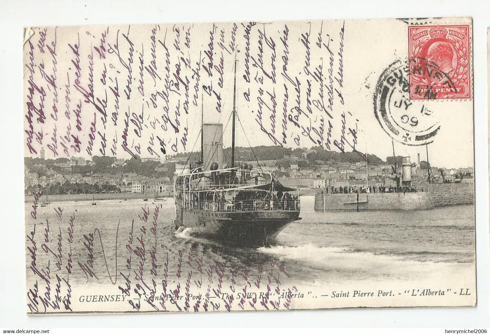 Guernsey 1909 Arrivée Du Bateau The Sw R Victoria A Saint Pierre Port - Transbordadores