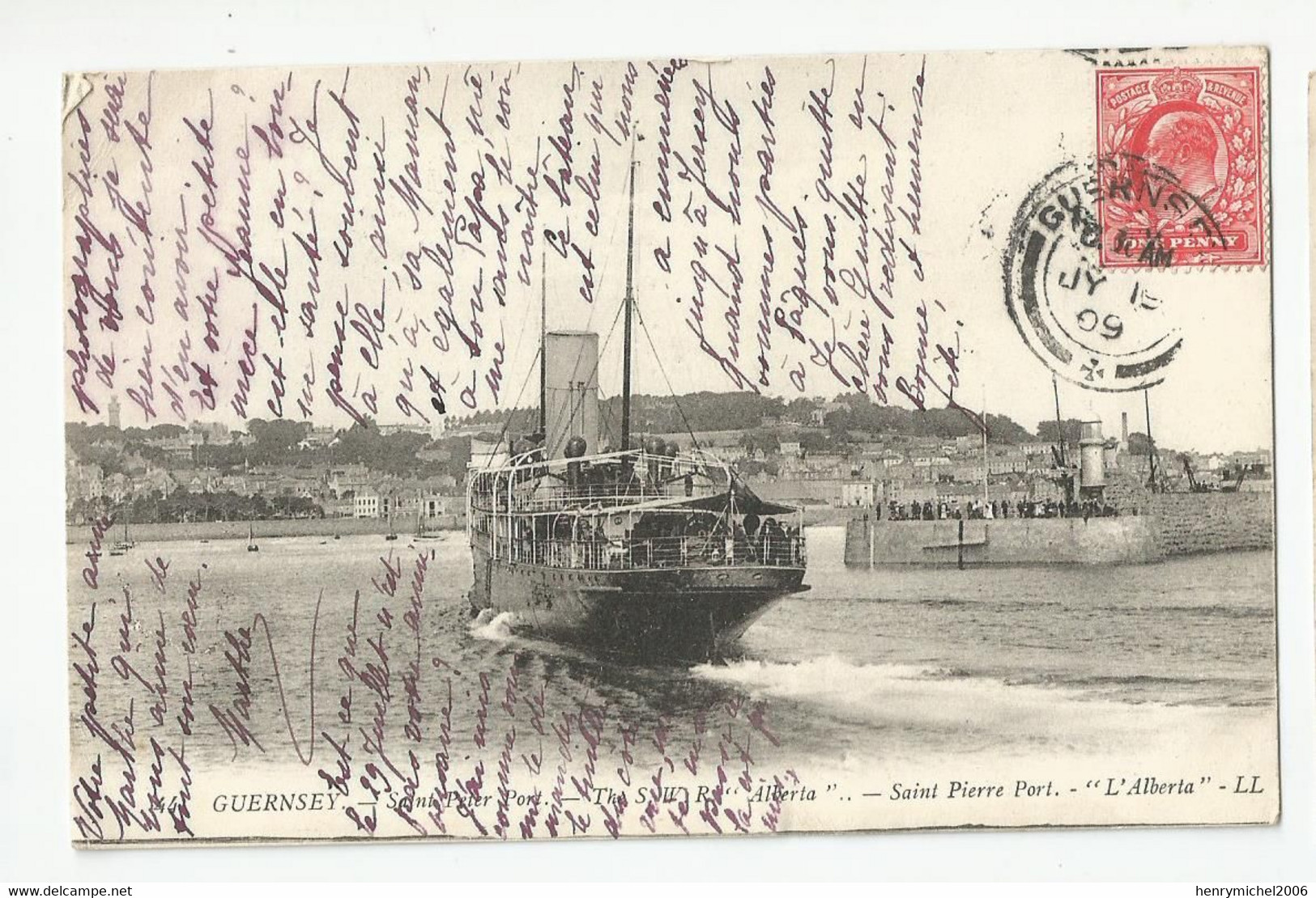 Guernsey 1909 Arrivée Du Bateau The Sw R Victoria A Saint Pierre Port - Ferries