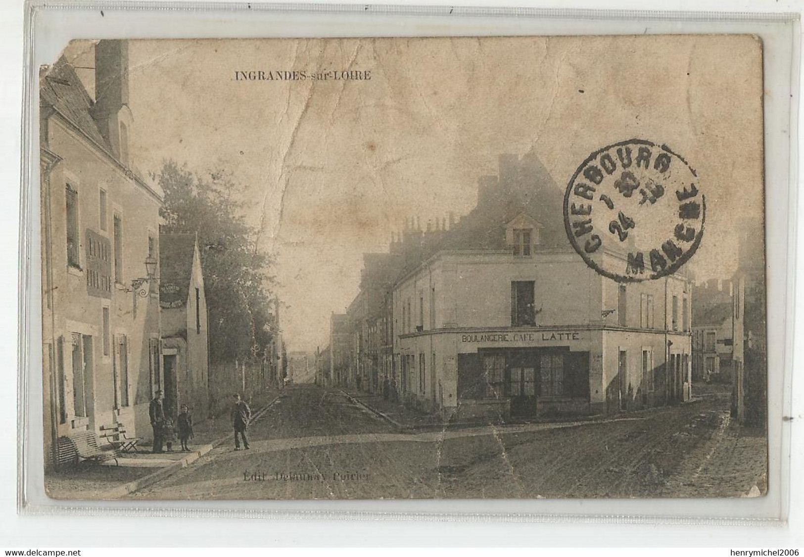 42 Loire Ingrandes Sur Loire Boulangerie Café Latte Pour Cachet Cherbourg Sans Date Marcophilie A Bord Bateau Guichen - Autres & Non Classés