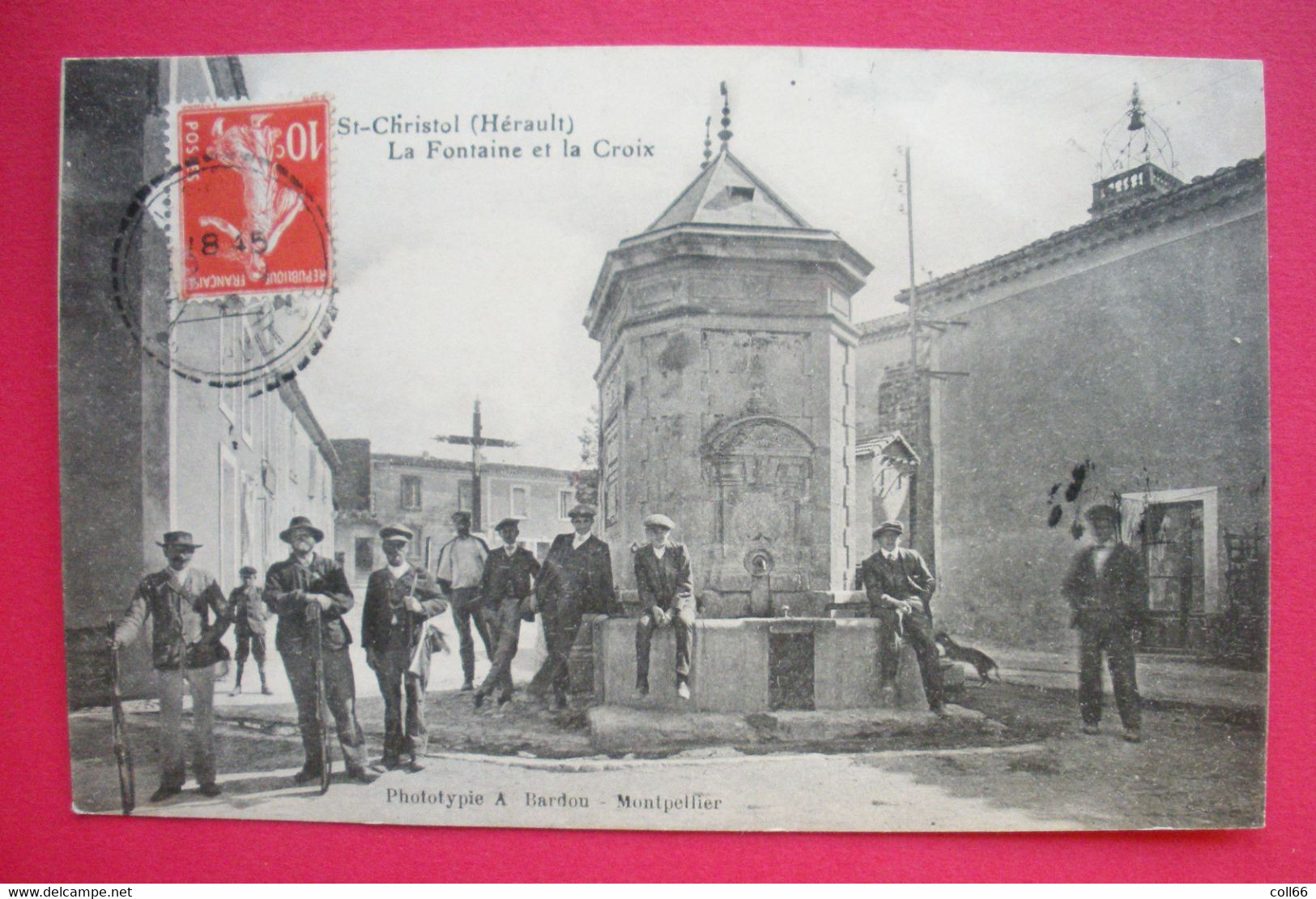 34 St Christol 1912 La Fontaine Et La Croix TB Animée éditeur A.Bardou Dos Scanné 796 Habitants En 1900 - Andere & Zonder Classificatie