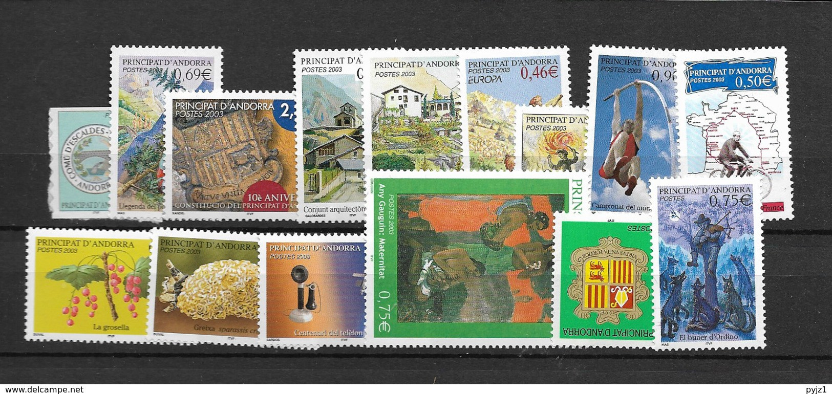 2003  MNH Andorra (French), Year  Complete According To Michel, Postfris** - Années Complètes