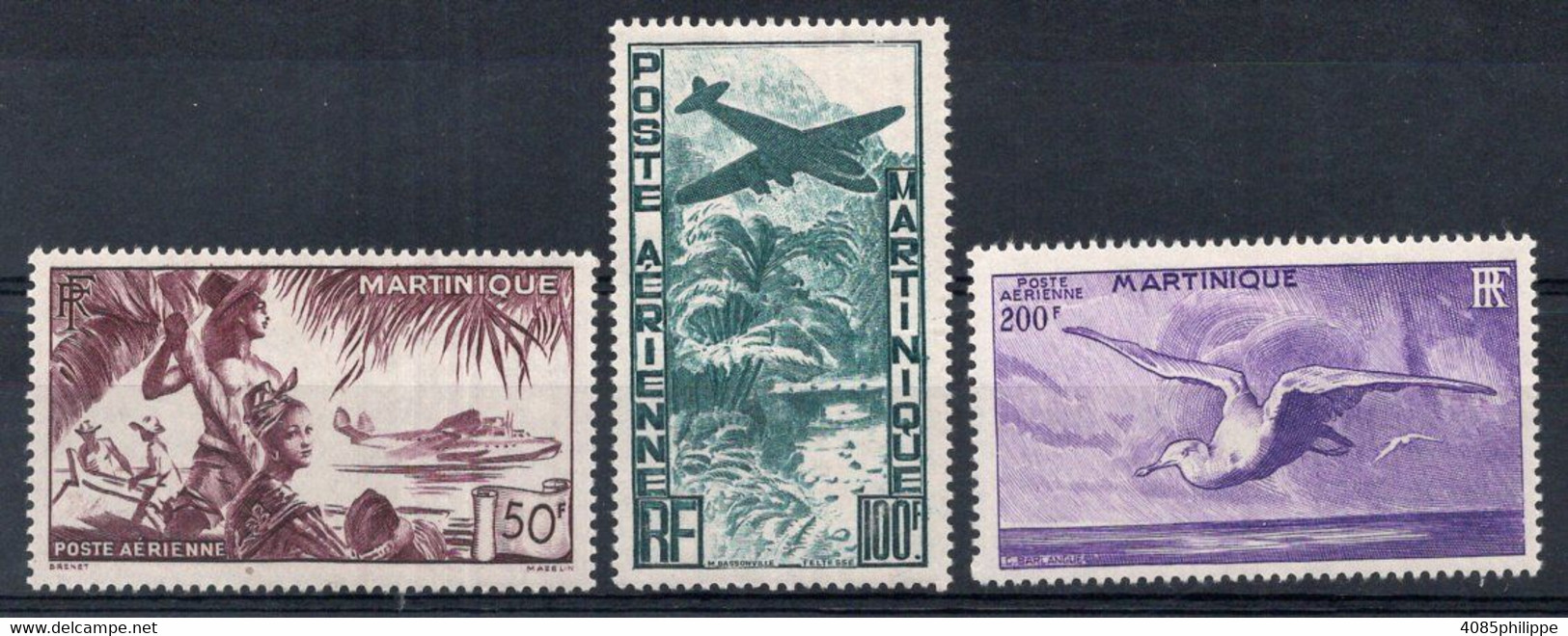 Martinique Timbres Postes Aérienne N°13* à 15* Neufs Charnières TB Cote  : 48,00€ - Poste Aérienne