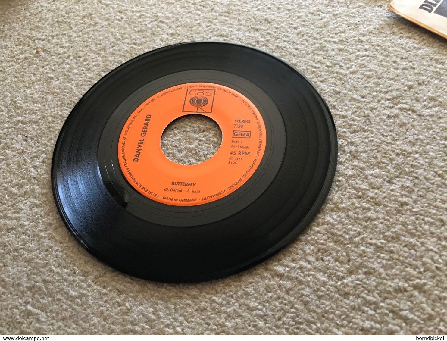 Vinyl 7" 45 RPM Danyel Gerard Butterfly / Wer Ich Bin 1971 - Otros - Canción Alemana