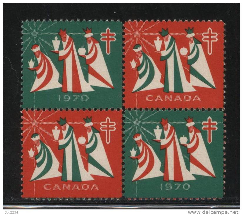 CANADA 1970 FIGHT TUBERCULOSIS & RESPIRATORY DISEASES TB CHRISTMAS SEALS BLOCK TYPE 2 Medicine Vaccination Disease - Privaat & Lokale Post