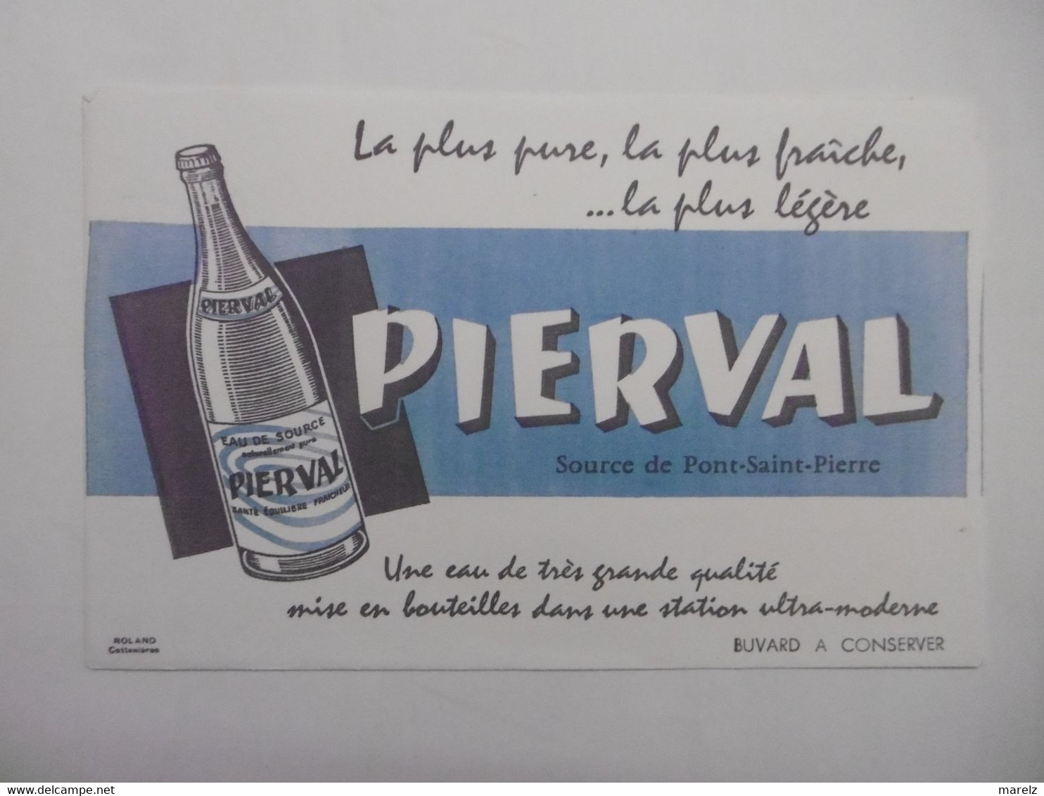 Buvard - EAU PIERVAL Source De PONT-SAINT-PIERRE 27 EURE - Illustration Bouteille D'eau - E