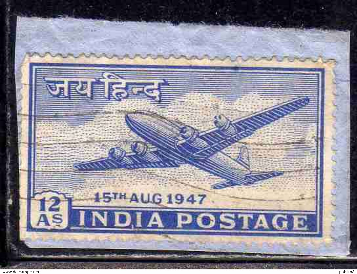 INDIA INDE 1947 ELEVATION TO DOMINION STATUS FOUR-MOTOR PLANE 12a USED USATO OBLITERE' - Usati