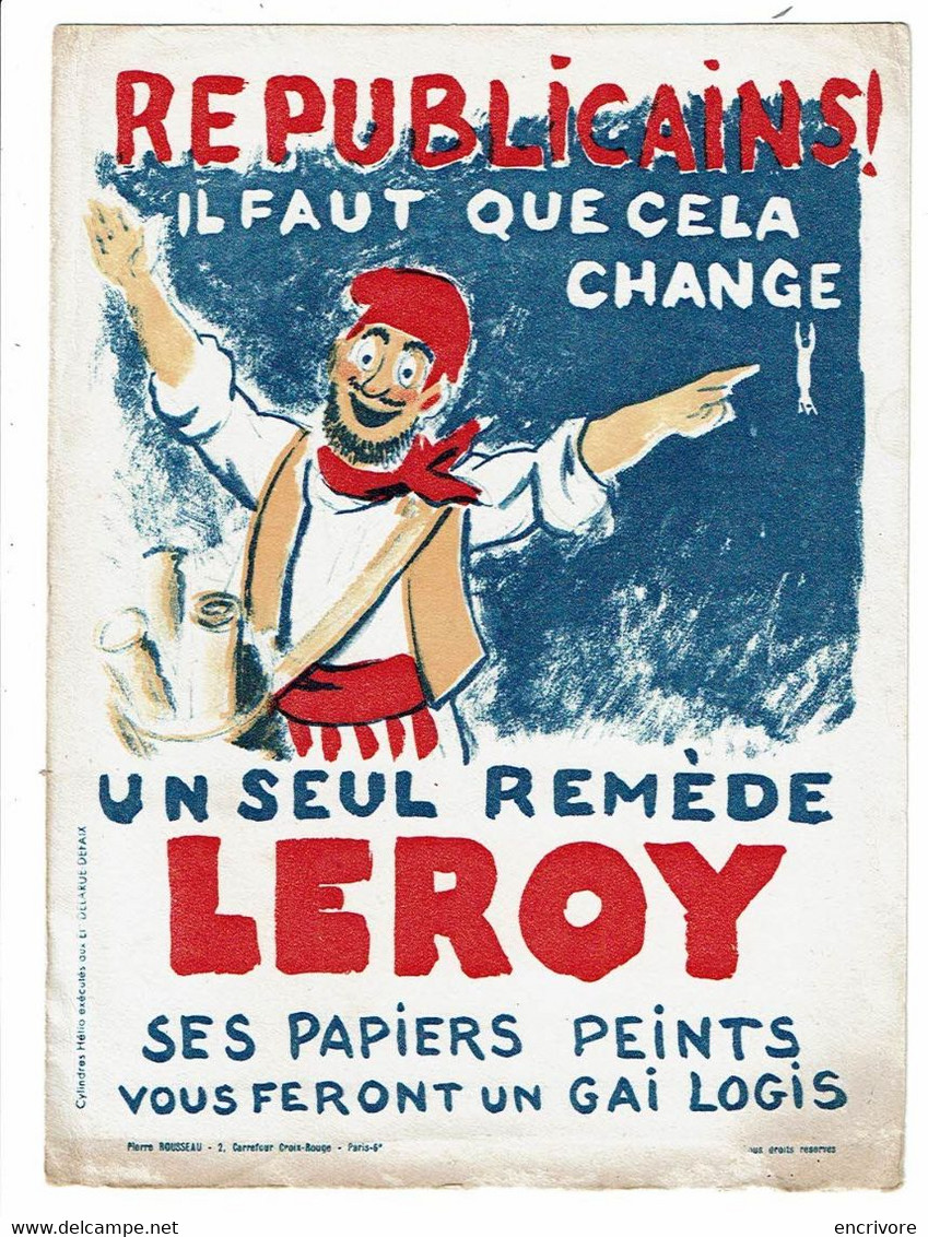 4 Buvard Papiers Peints LEROY Républicain Express Rivoli - Vernici