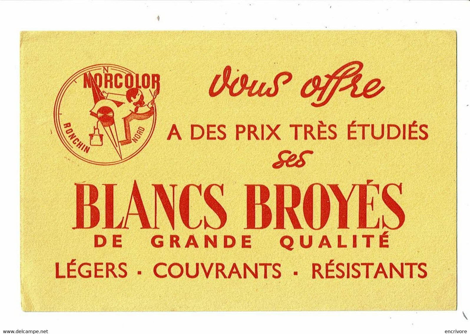 2 Buvard Peinture NORCOLOR Blancs Broyés Prix étudiés - Peintures