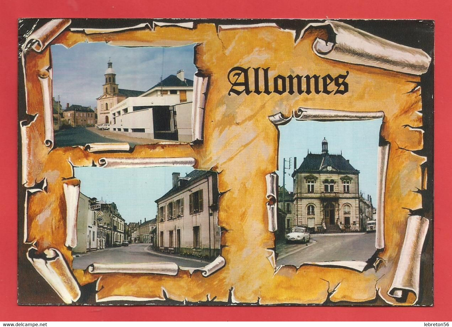 C.P.M.( 49 )« ALLONNES » Jolie Multi-Vues De La Ville Avec Vieilles Voitures   X2phots - Allonnes