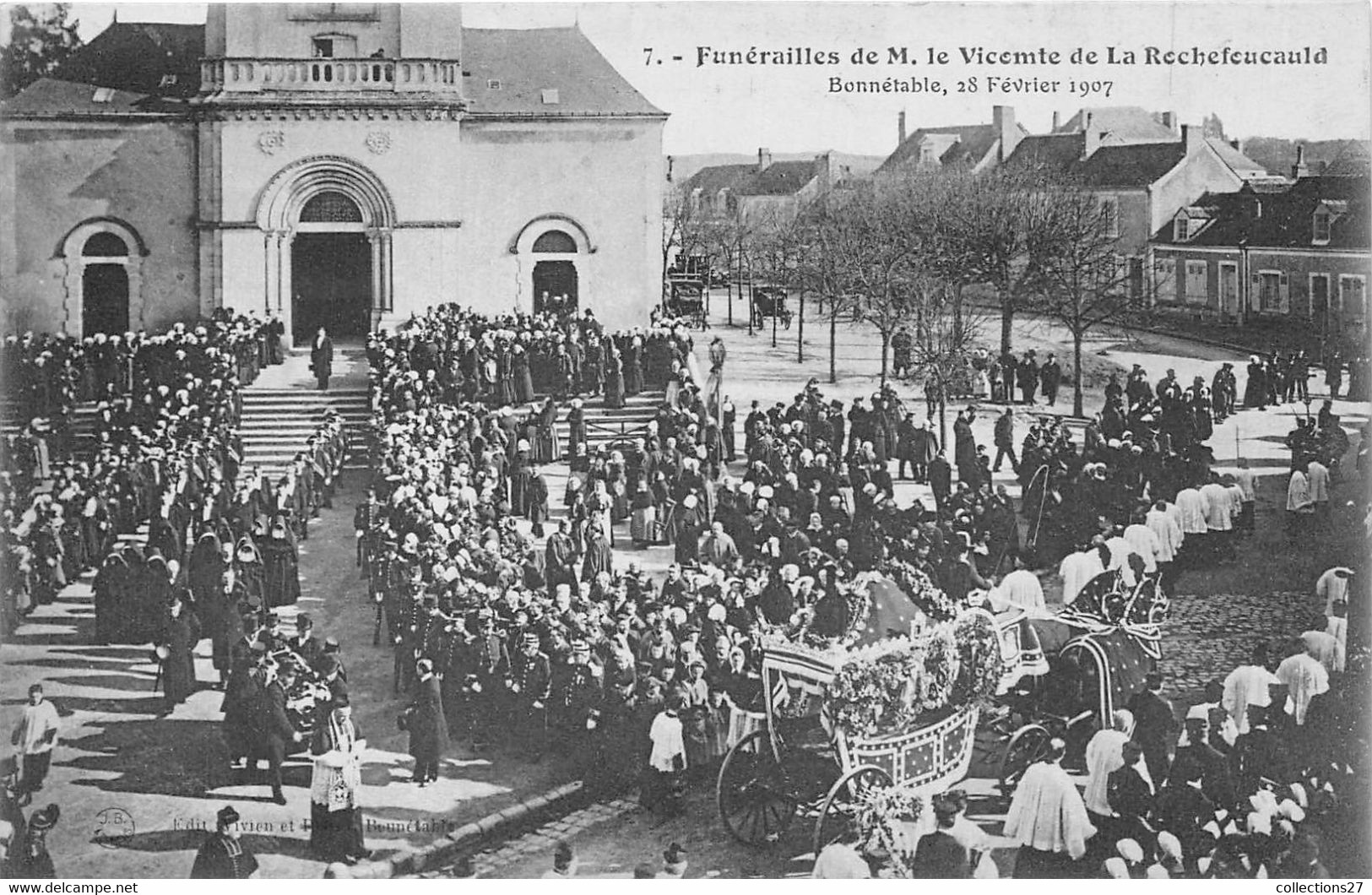 72-BONNETABLE-FUNERAILLES DE M. LE VICOMTE DE LA ROCHEFOUCAULT- BONNETABLE 28 FEVRIER 1907 - Bonnetable