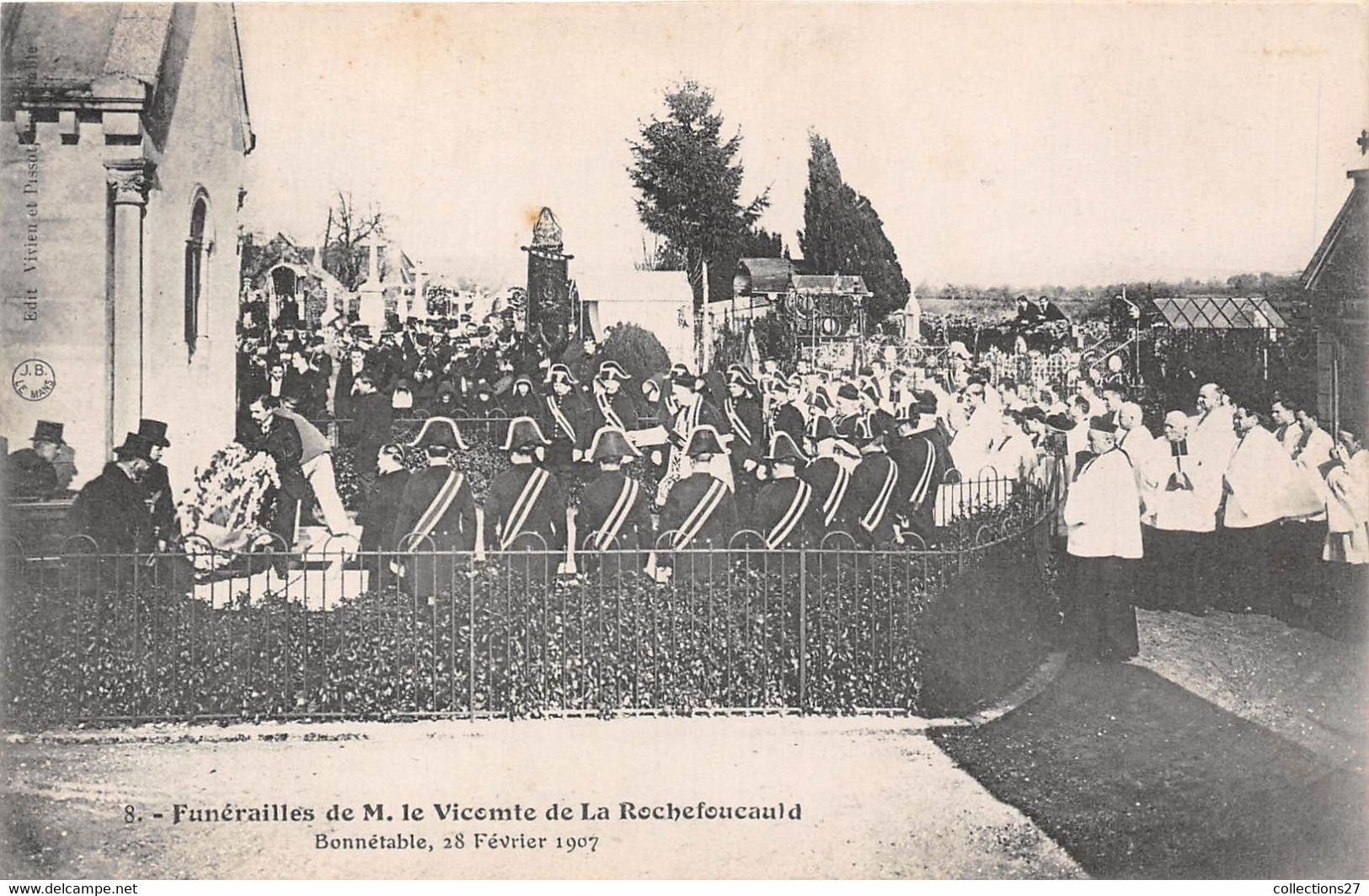 72-BONNETABLE-FUNERAILLES DE M. LE VICOMTE DE LA ROCHEFOUCAULT- BONNETABLE 28 FEVRIER 1907 - Bonnetable