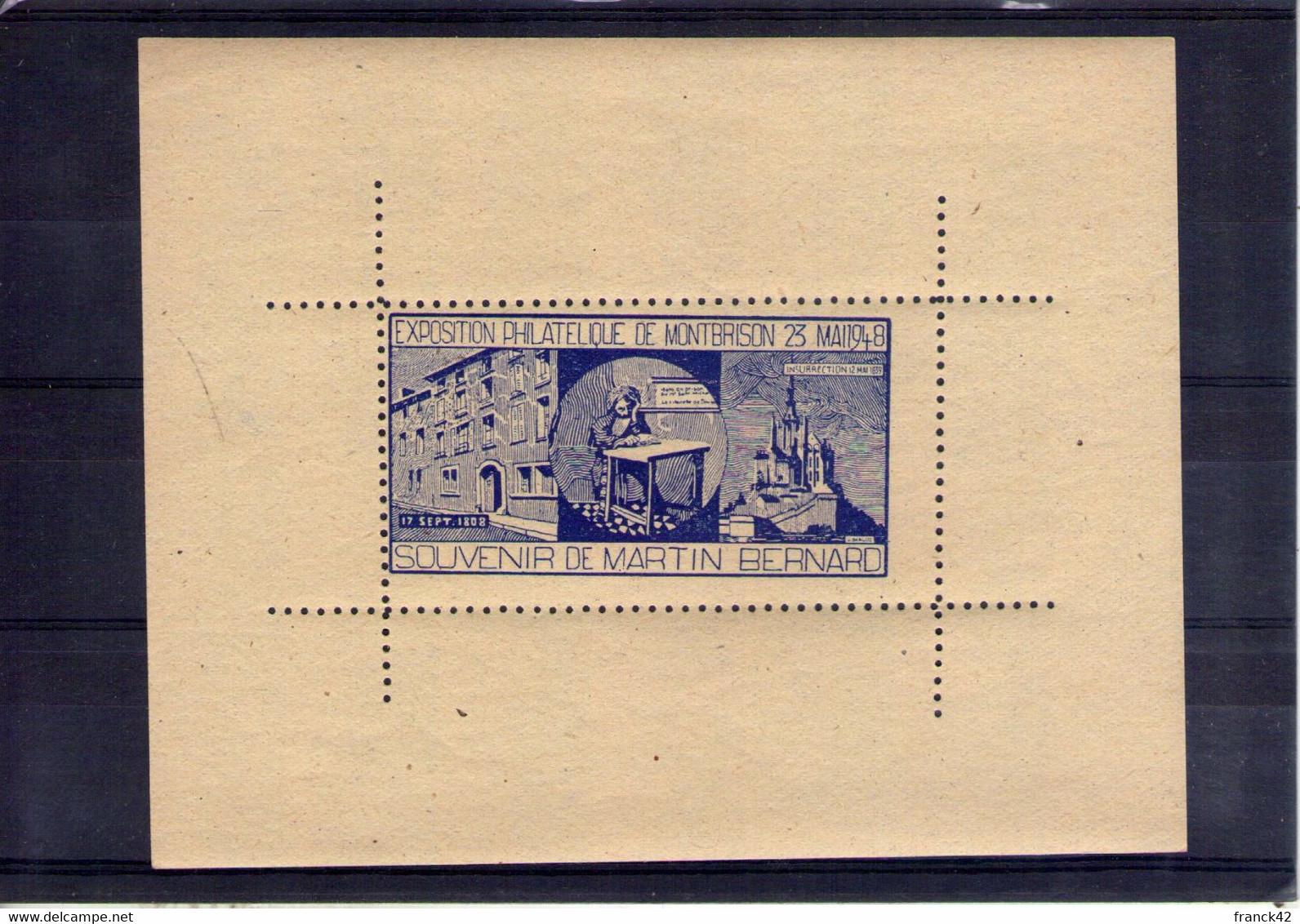 Vignette De L'exposition Philatélique De Montbrison 23 Mai 1948. Souvenir De Martin Bernard - Philatelic Fairs