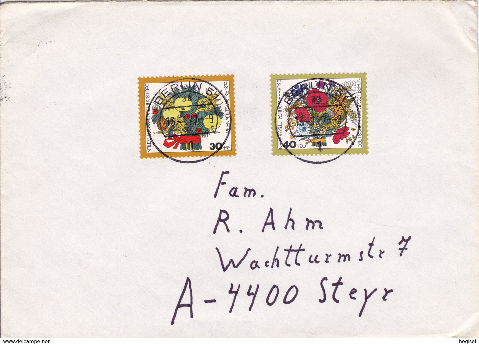 1977, Deutsche Bundespost Berlin, "Jahreszeitliche Blumensträuße", Echt Gelaufen - Private Covers - Used