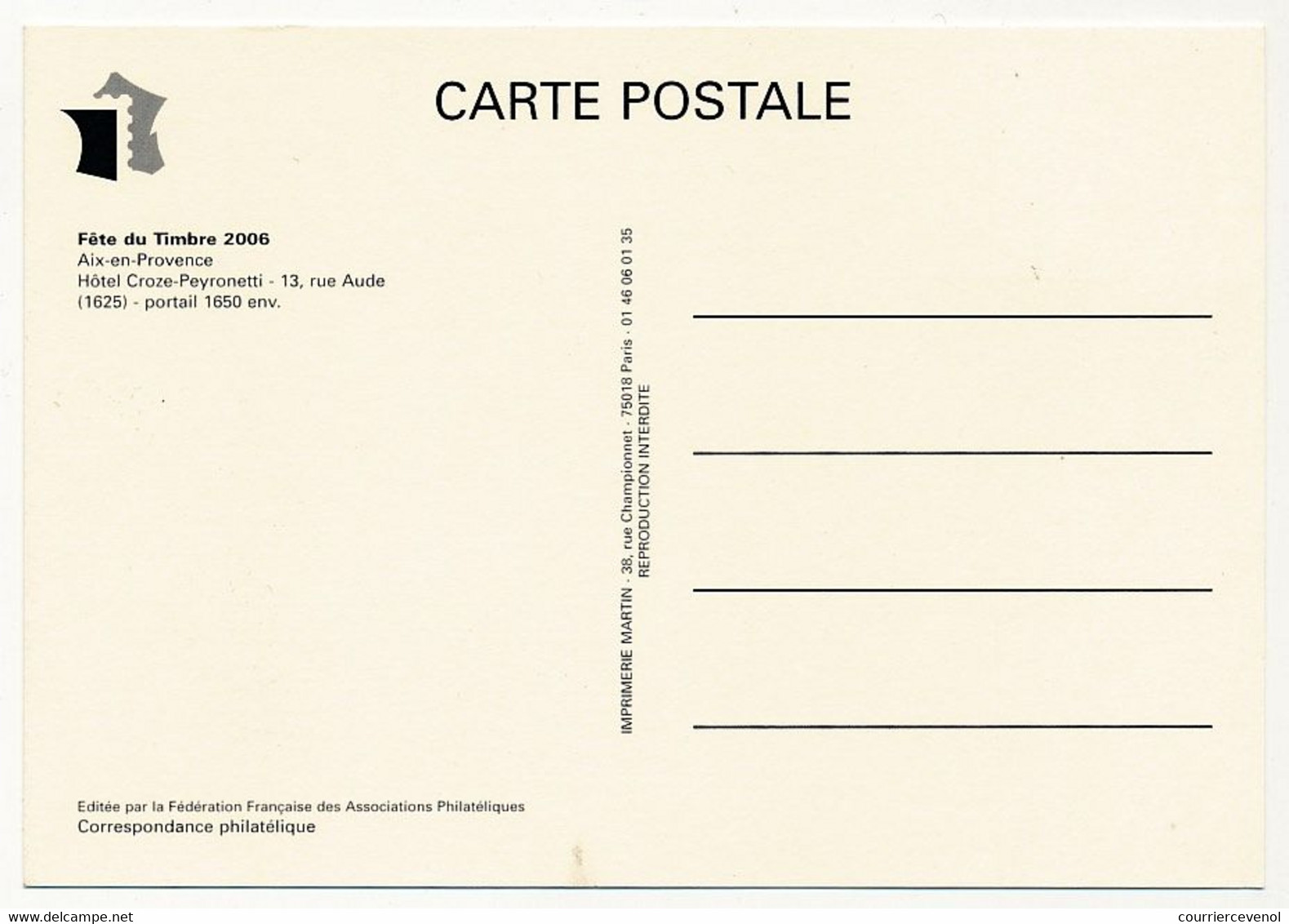 2 Cartes Locales - Fête Du Timbre Aix En Provence 2006 - Lettre Monde 20g Et Lettre 20g - SPIROU FANTASIO - Storia Postale