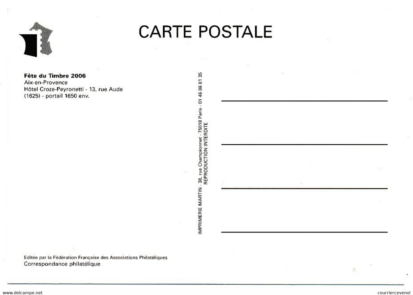 2 Cartes Locales - Fête Du Timbre Aix En Provence 2006 - Lettre Monde 20g Et Lettre 20g - SPIROU FANTASIO - Brieven En Documenten