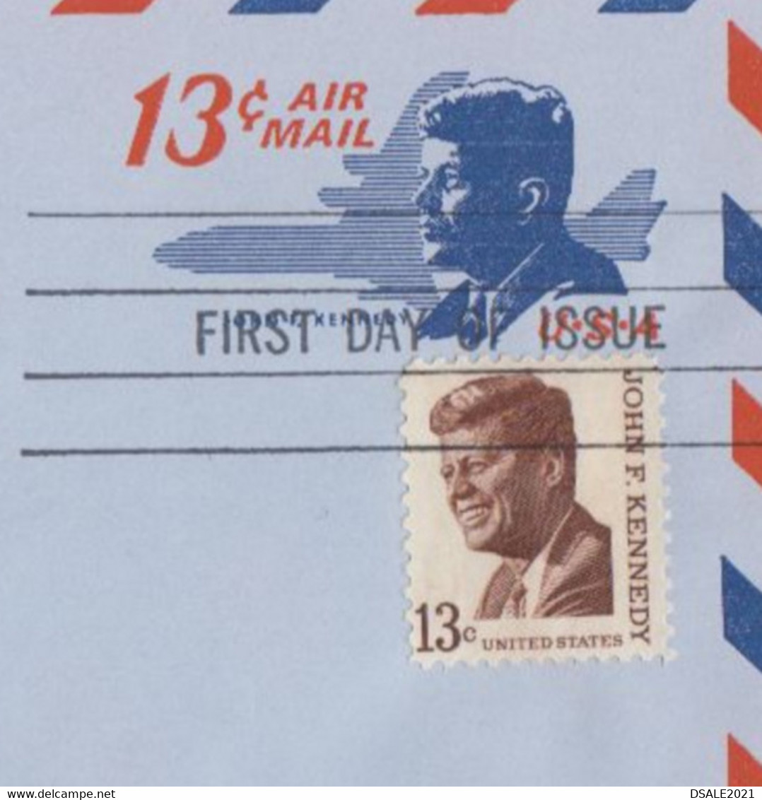 USA United States Amérique 1967 Aerogramme Stationery Entier 13c J.F. KENNEDY Topic With Stamp FDC Unused Airmail /ds402 - 1961-80