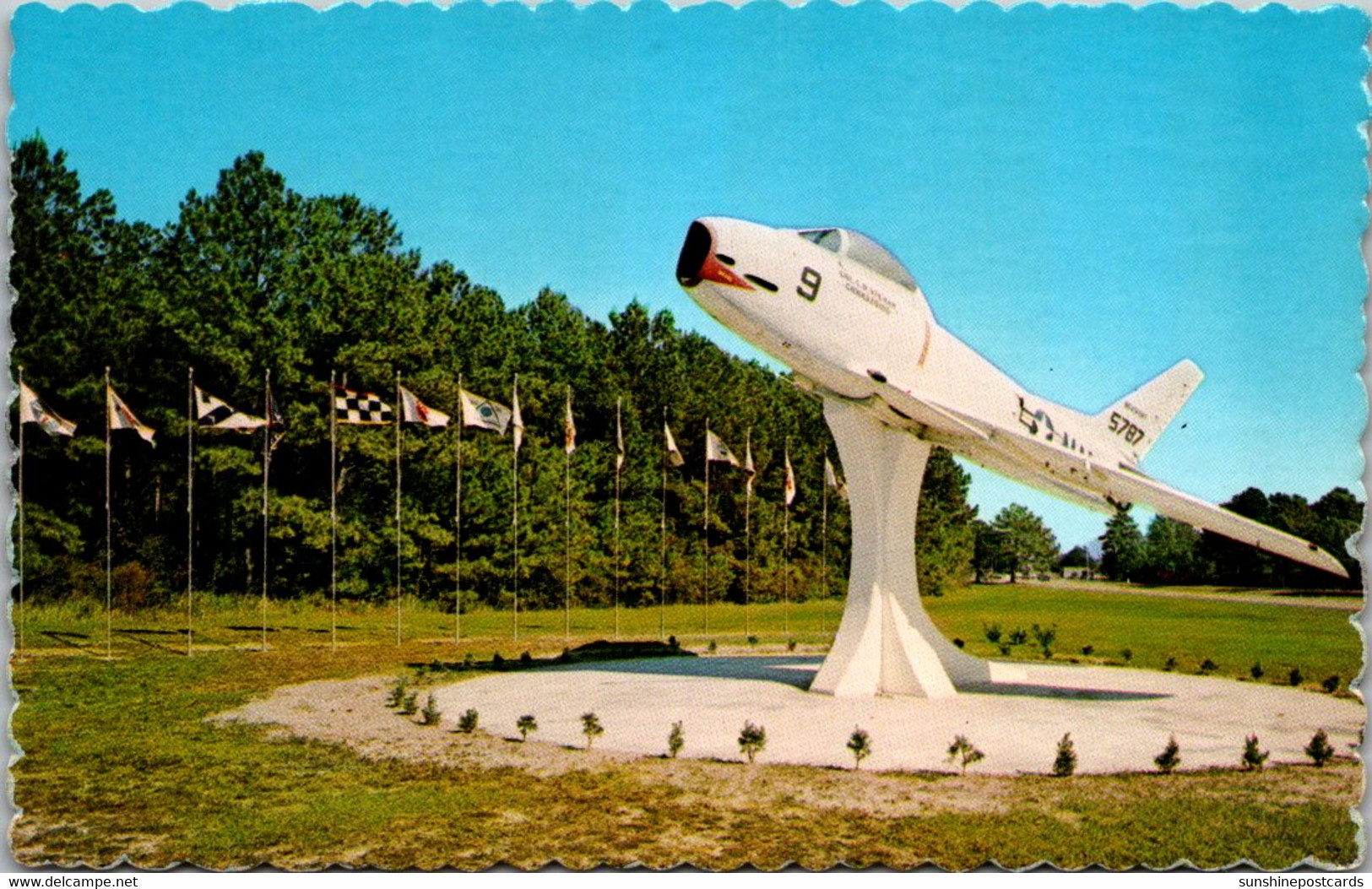 South Carolina U S Marine Corps Air Station Entrance Showing Jet Display Roadside - Beaufort