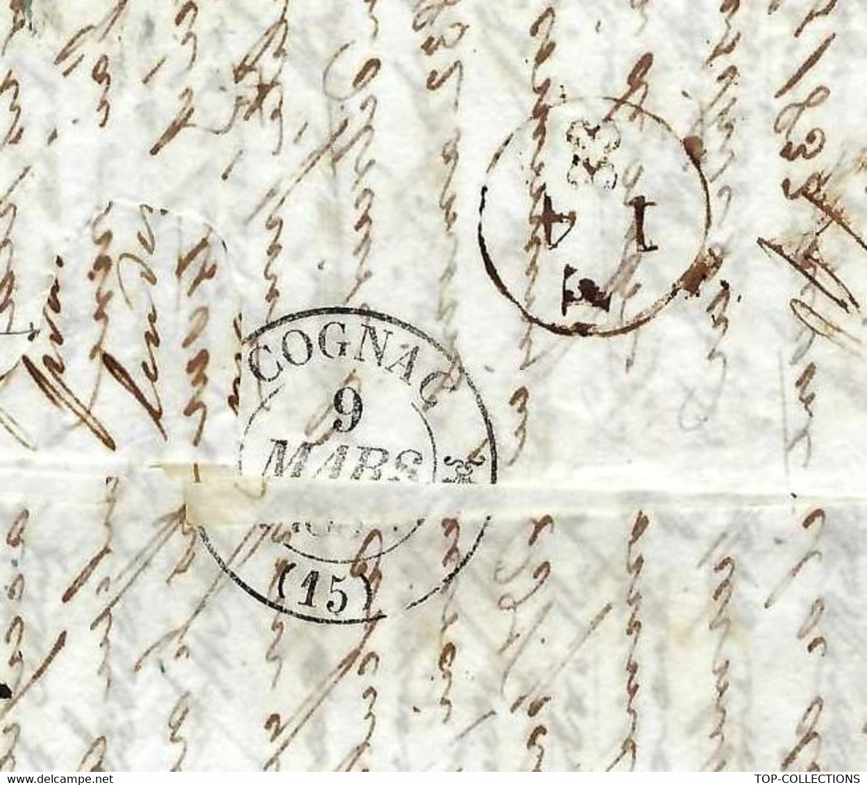 1833 Cachet Encre Rouge « ANGL. EST » LETTRE De Londres En Français Fred. Shore Nodin Pour Augier Fr . à Cognac - 1801-1848: Voorlopers XIX