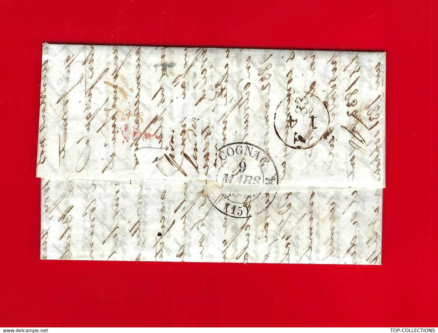 1833 Cachet Encre Rouge « ANGL. EST » LETTRE De Londres En Français Fred. Shore Nodin Pour Augier Fr . à Cognac - 1801-1848: Voorlopers XIX