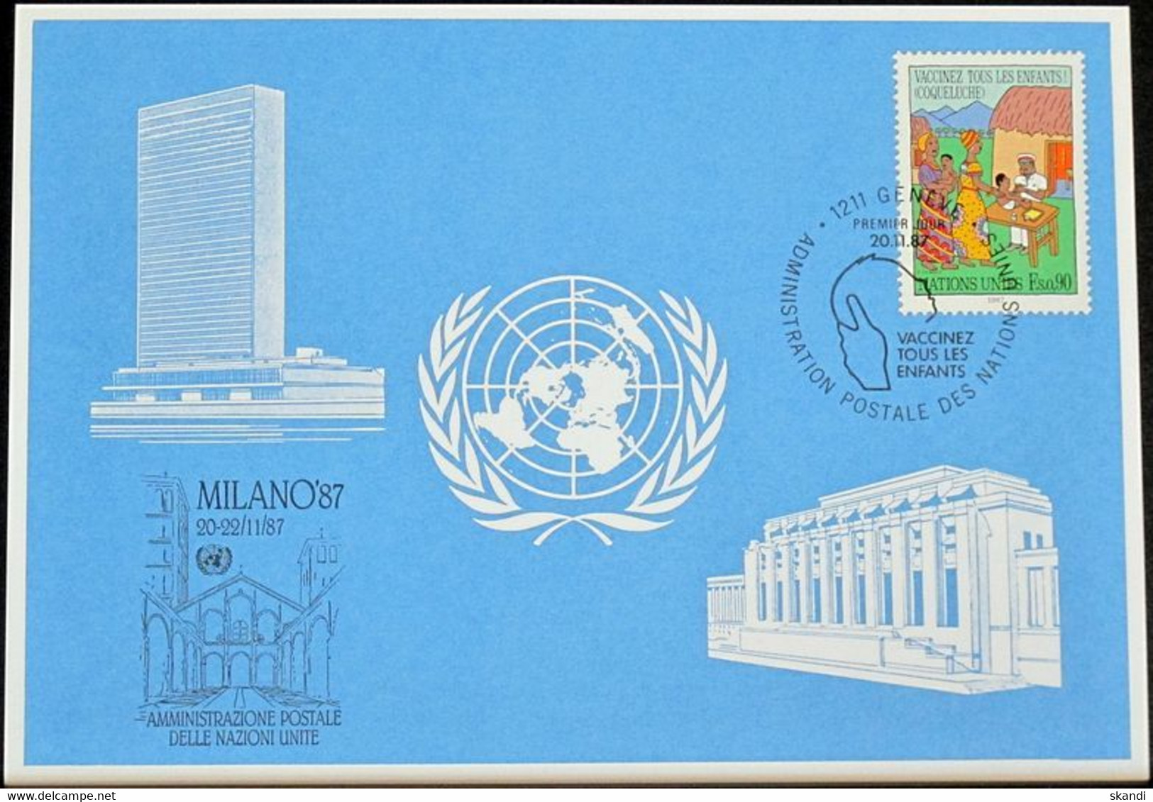 UNO GENF 1987 Mi-Nr. 178 Blaue Karte - Blue Card - Briefe U. Dokumente