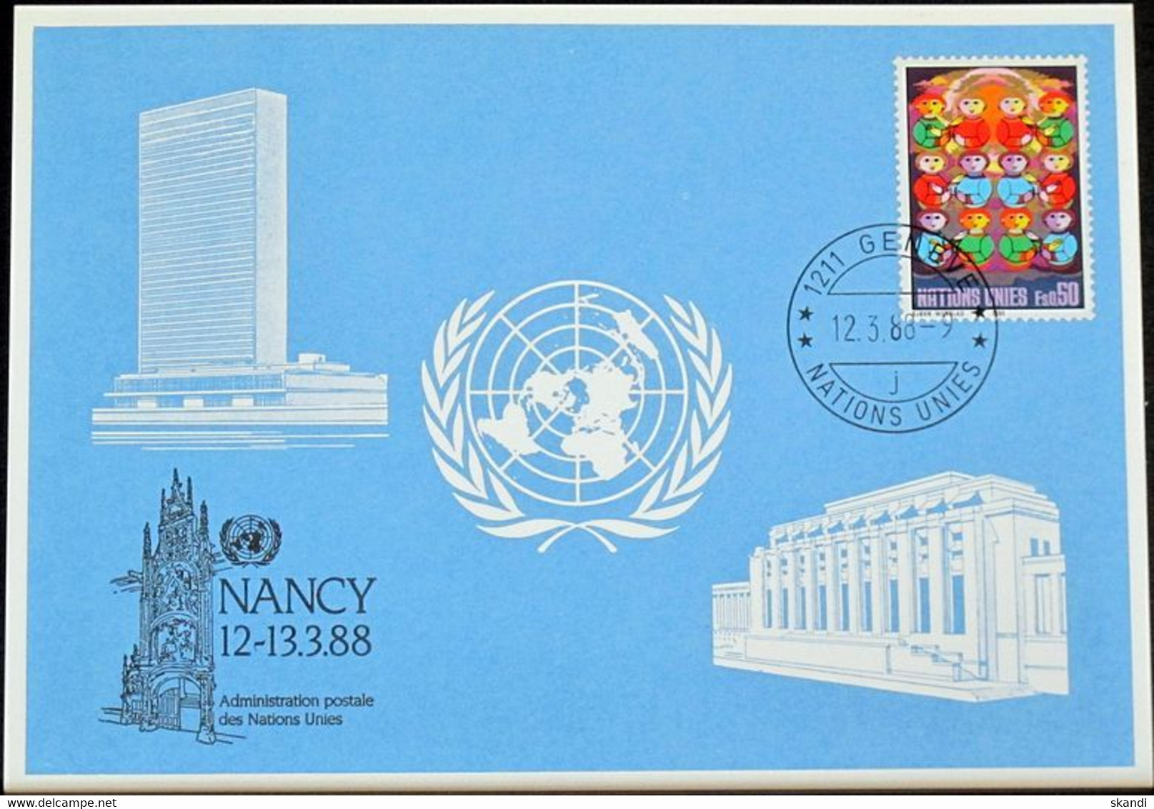 UNO GENF 1988 Mi-Nr. 180 Blaue Karte - Blue Card - Briefe U. Dokumente