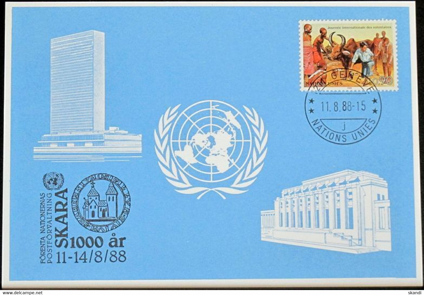 UNO GENF 1988 Mi-Nr. 185 Blaue Karte - Blue Card - Storia Postale