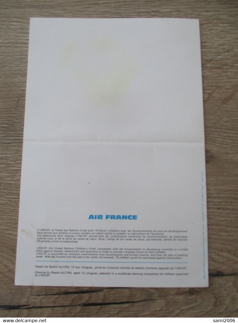 MENU AIR FRANCE PARIS HONG KONG BOEING 747 DECEMBRE 1974 - Menus