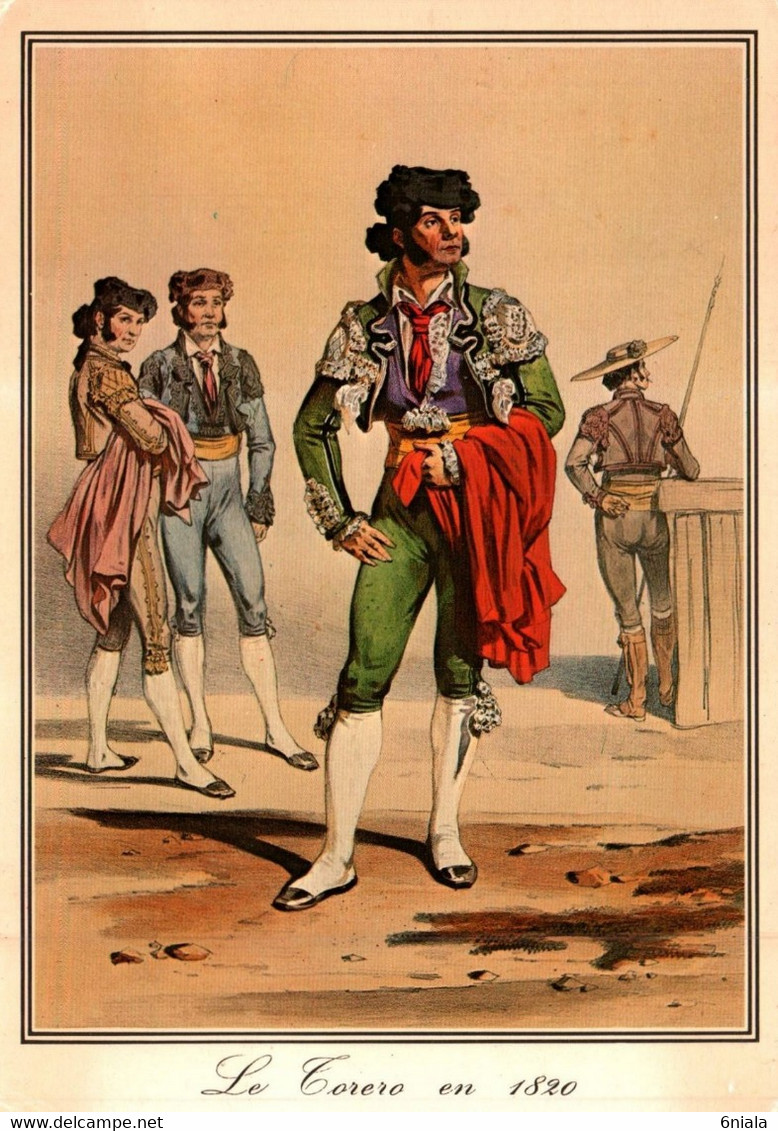 LE TORERO Avec Son Costume De Lumière, Vieilles Gravures De 1820 Au Fond Le  Picador    ( Recto Verso) - Corridas