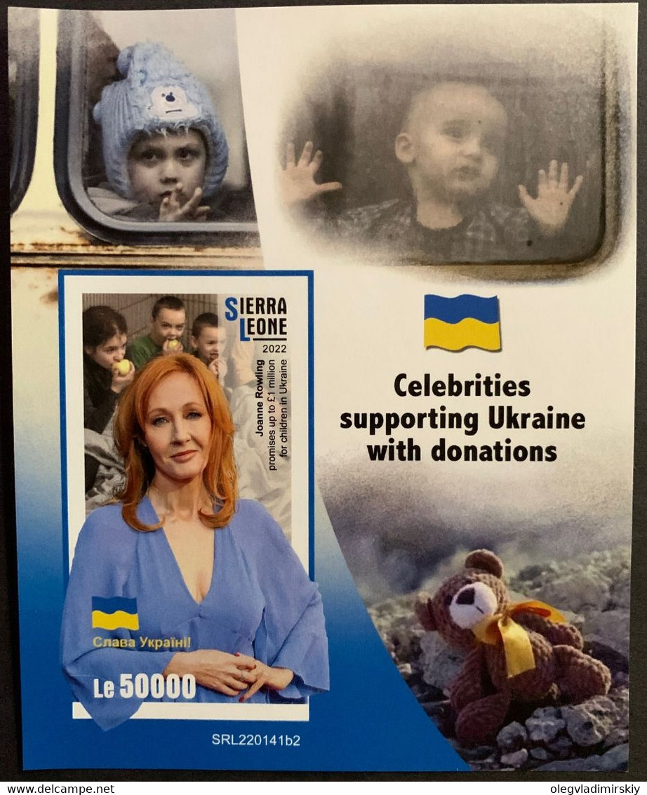 Sierra Leone 2022 Joanne Rowling Supporting Ukraine With Donations Imperforated Block - Marionetten