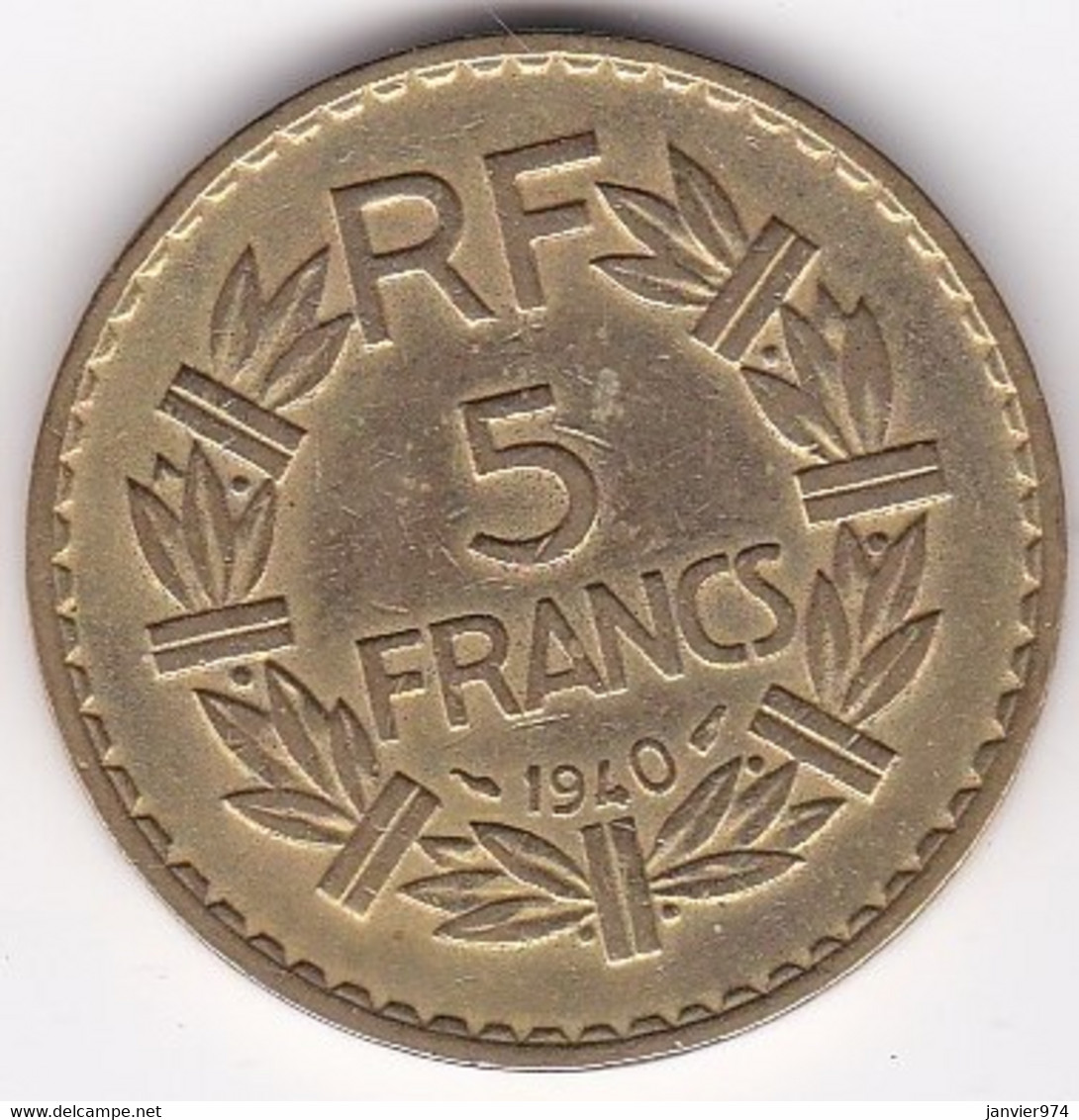 5 Francs Lavrillier 1940, Bronze Aluminium , Gad# 761, TTB - 5 Francs