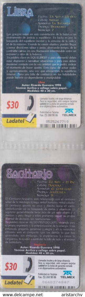 MEXICO 2000 ZODIAC HOROSCOPE LUNAR CALENDAR SET OF 12 PHONE CARDS - Zodiaco
