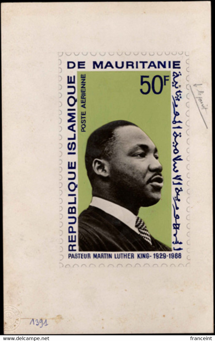 MAURITANIA(1968) M.L. King. Original Artwork, Gouache On Posterboard. Scott No C77, Yvert No PA82. - Martin Luther King