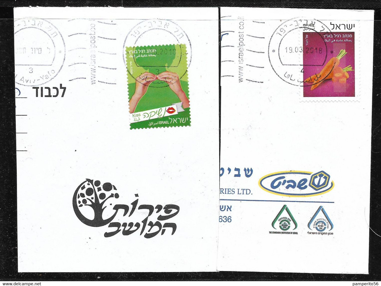 ISRAEL - 2 FRAGMENTOS CON SELLOS - Used Stamps (with Tabs)