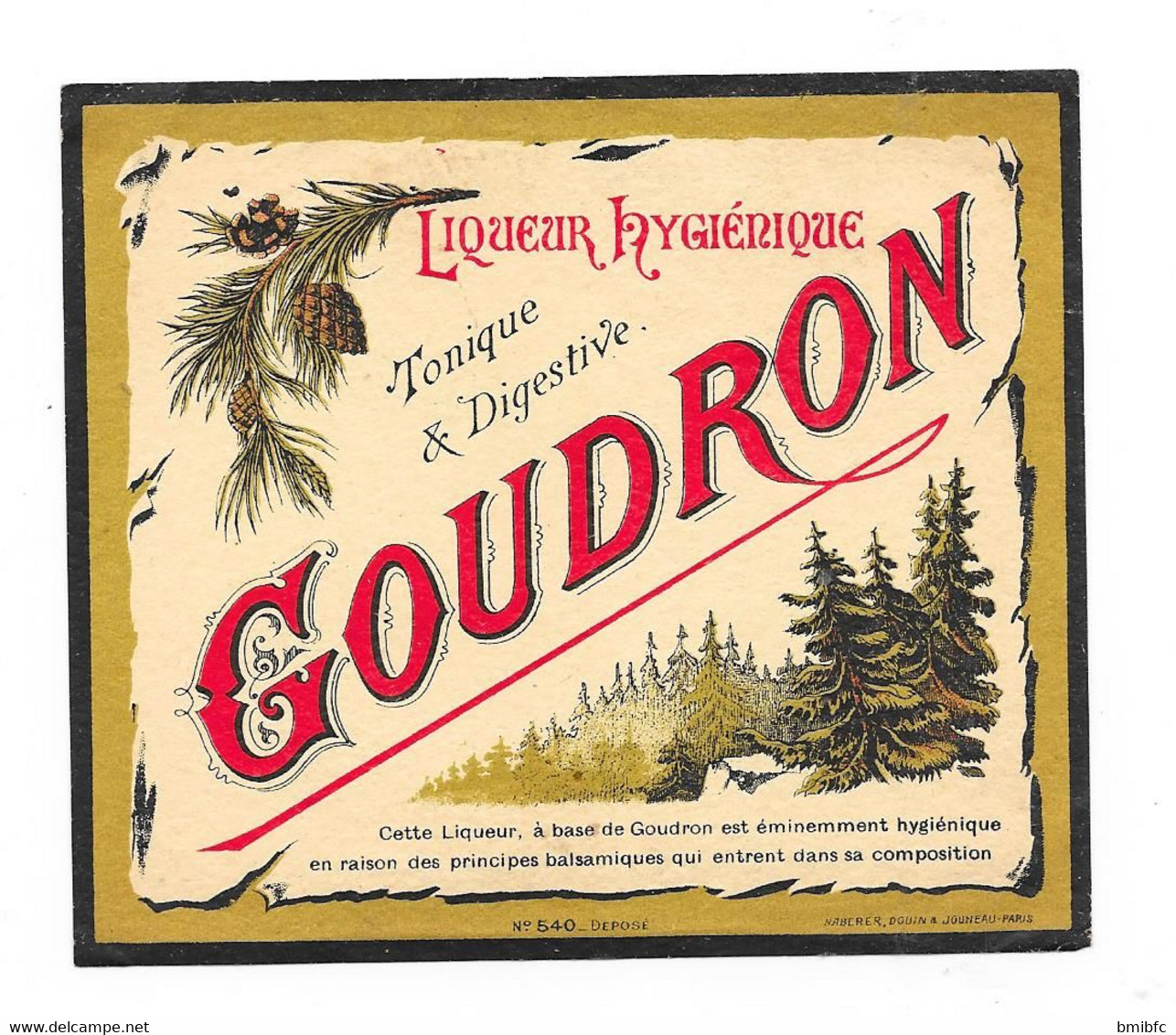 GOUDRON Liqueur Hygiénique - Alcohols & Spirits