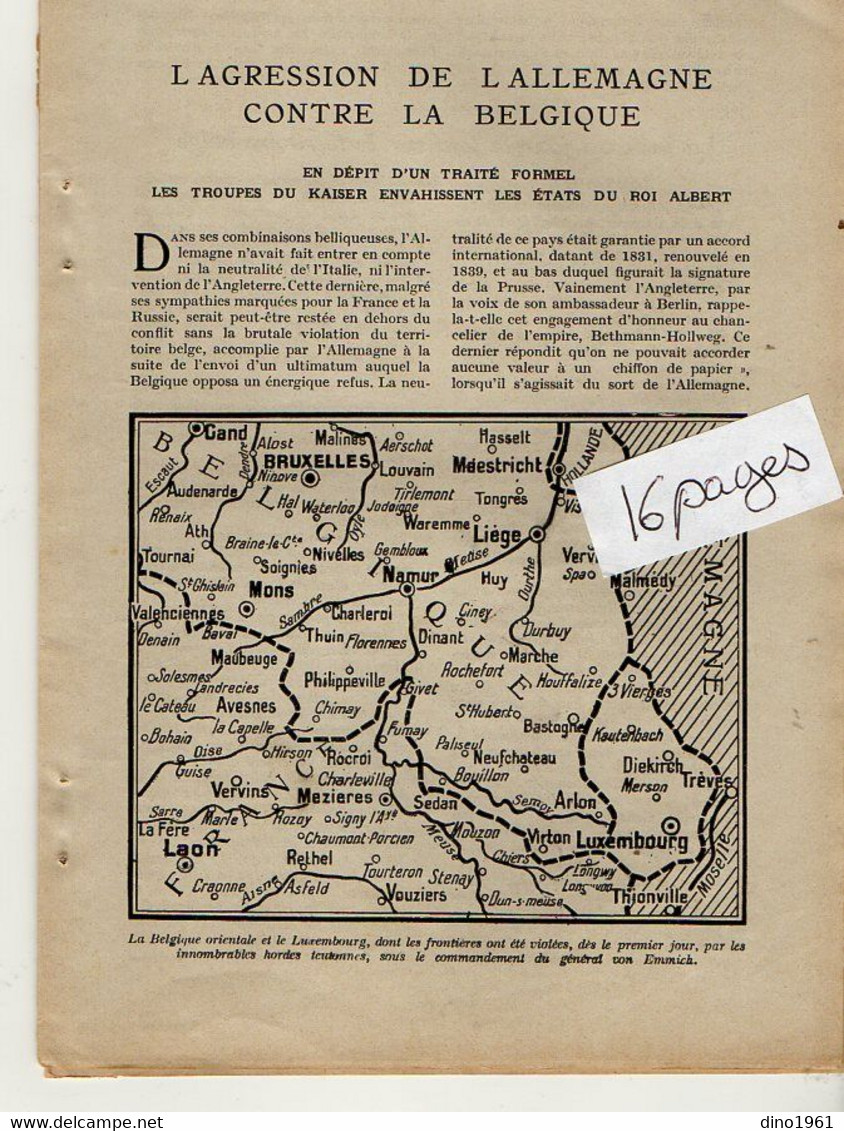 VP20.098 - Guerre 14 / 18 - Extrait De La Revue ¨ La Science Et La Vie ¨  L'Agression De L'Allemagne Contre La Belgique - Documenten