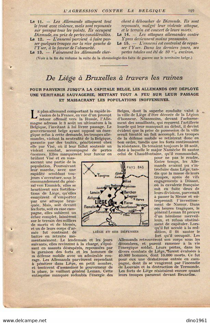 VP20.098 - Guerre 14 / 18 - Extrait De La Revue ¨ La Science Et La Vie ¨  L'Agression De L'Allemagne Contre La Belgique - Documents