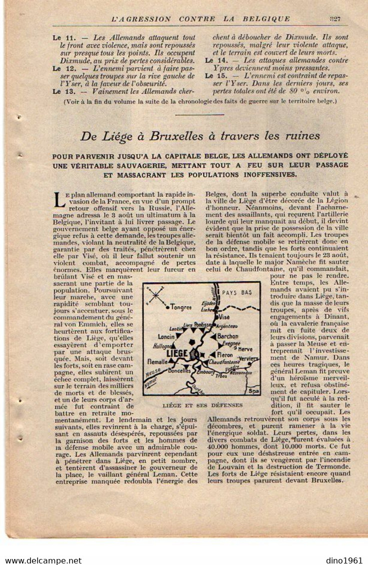 VP20.098 - Guerre 14 / 18 - Extrait De La Revue ¨ La Science Et La Vie ¨  L'Agression De L'Allemagne Contre La Belgique - Documenti