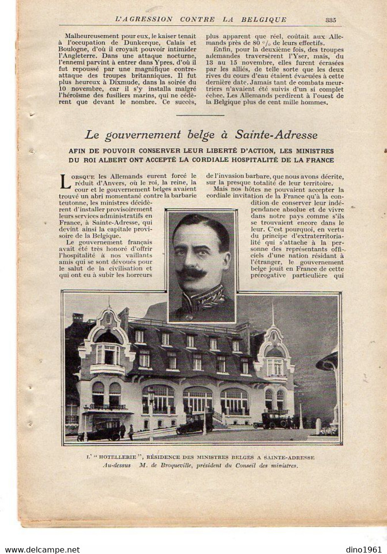 VP20.098 - Guerre 14 / 18 - Extrait de la Revue ¨ La Science et la vie ¨  L'Agression de l'Allemagne contre la Belgique