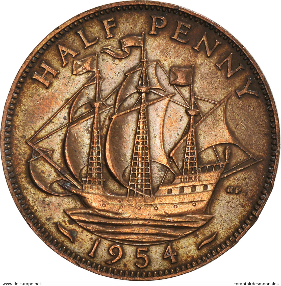 Monnaie, Grande-Bretagne, 1/2 Penny, 1954 - 1/2 Penny & 1/2 New Penny