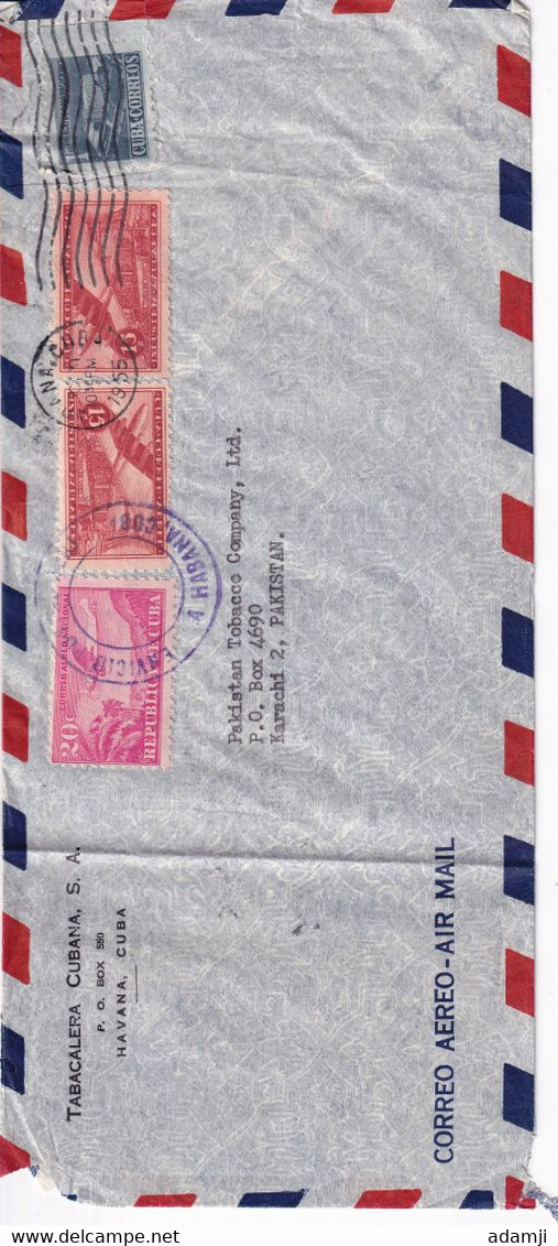 CUBA 1955 COVER TO PAKISTAN - Lettres & Documents