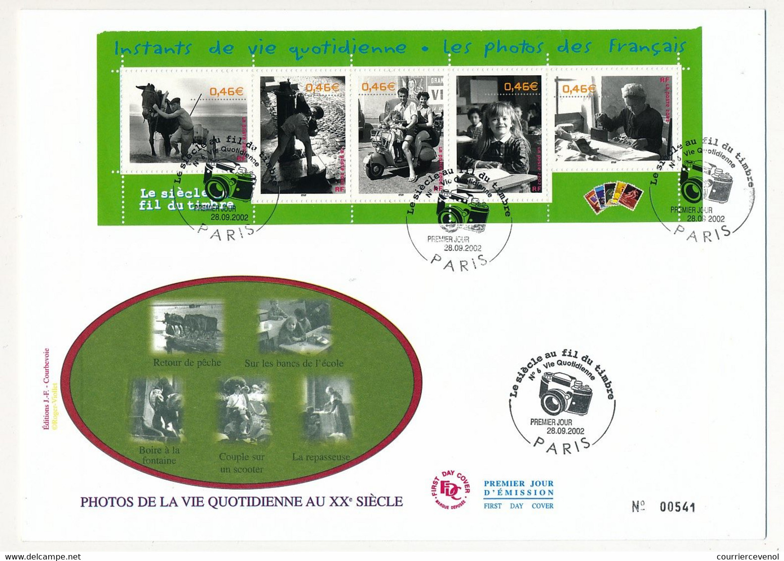 France - FDC - Siècle Fil Du Timbre - Vie Quotidienne Au XX° Siècle - Paris - 28/09/2002 - Briefe U. Dokumente