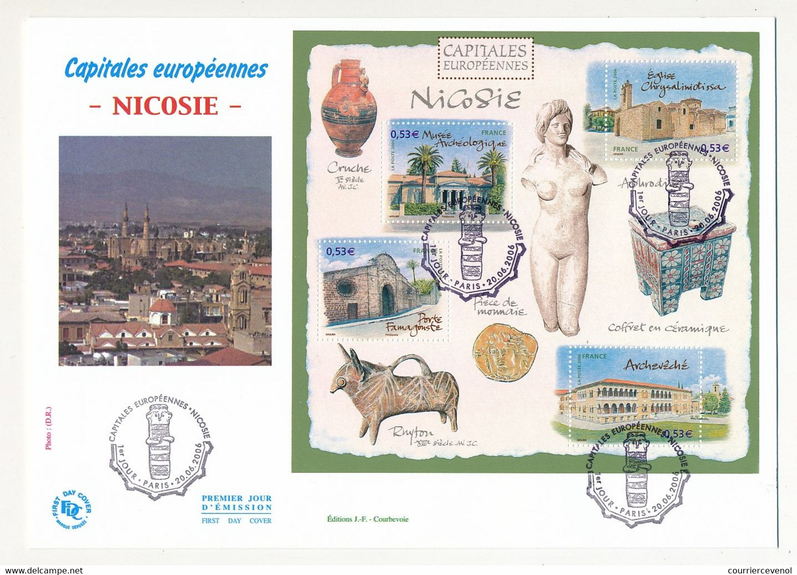 France - FDC - Capitales Européennes - Bloc "Nicosie" - Paris - 20/06/2006 - Lettres & Documents